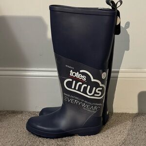 Great Totes Cirrus size 7 navy blue tall waterproof rain boots new